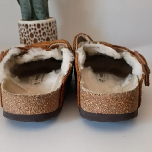 Birkenstock Boston clogs Chestnut Suede Faux-Sheepskin Slip-On Clogs 38 - Picture 7 of 15